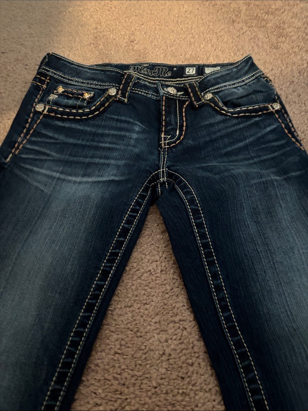 Miss Me Dark Indigo Bootcut Jeans with Embroidered Pocket - Picture 11 of 11